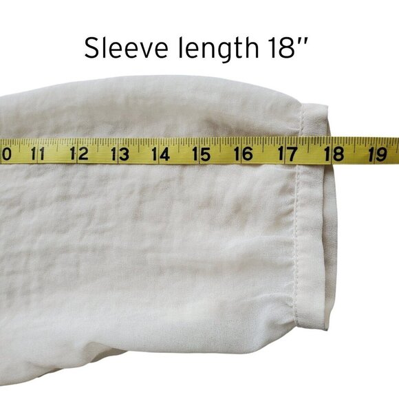 Zara Silk Organza Blouse Ruffle Front Sheer 3/4 Sleeve Cream Fairy Size L - Picture 14 of 16